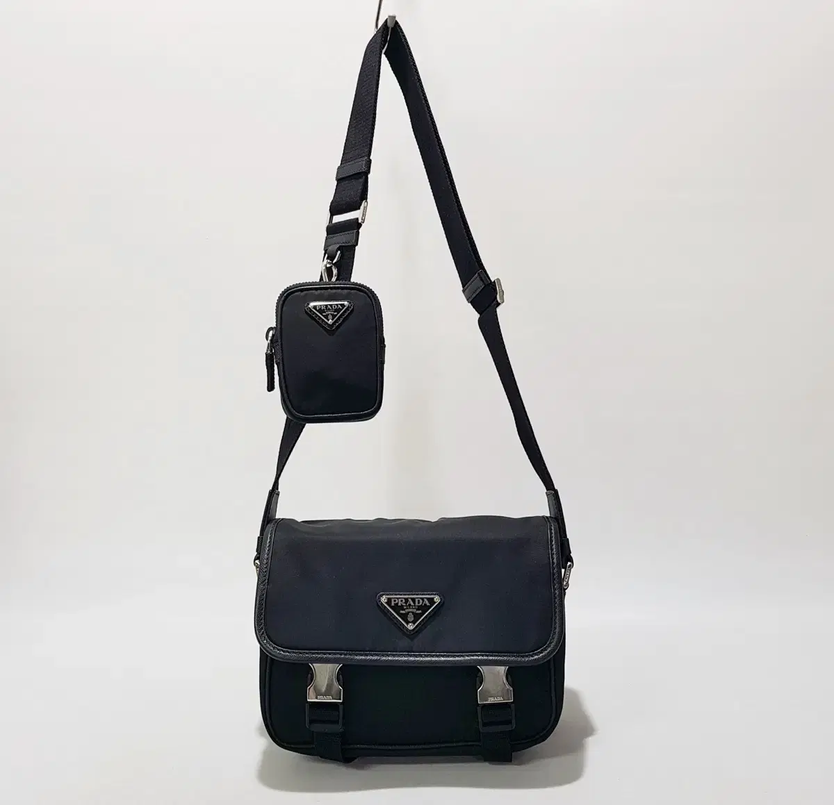 Prada Rina Nylon and Saffiano Leather Crossbody Bag 2VD034