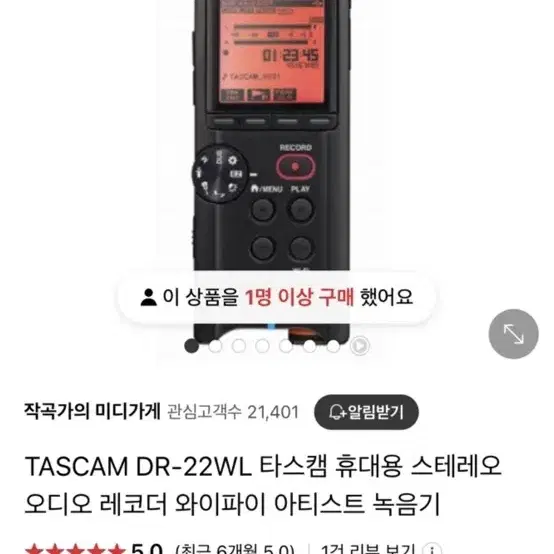 TASCAM DR-22WL 휴대용 레코딩기