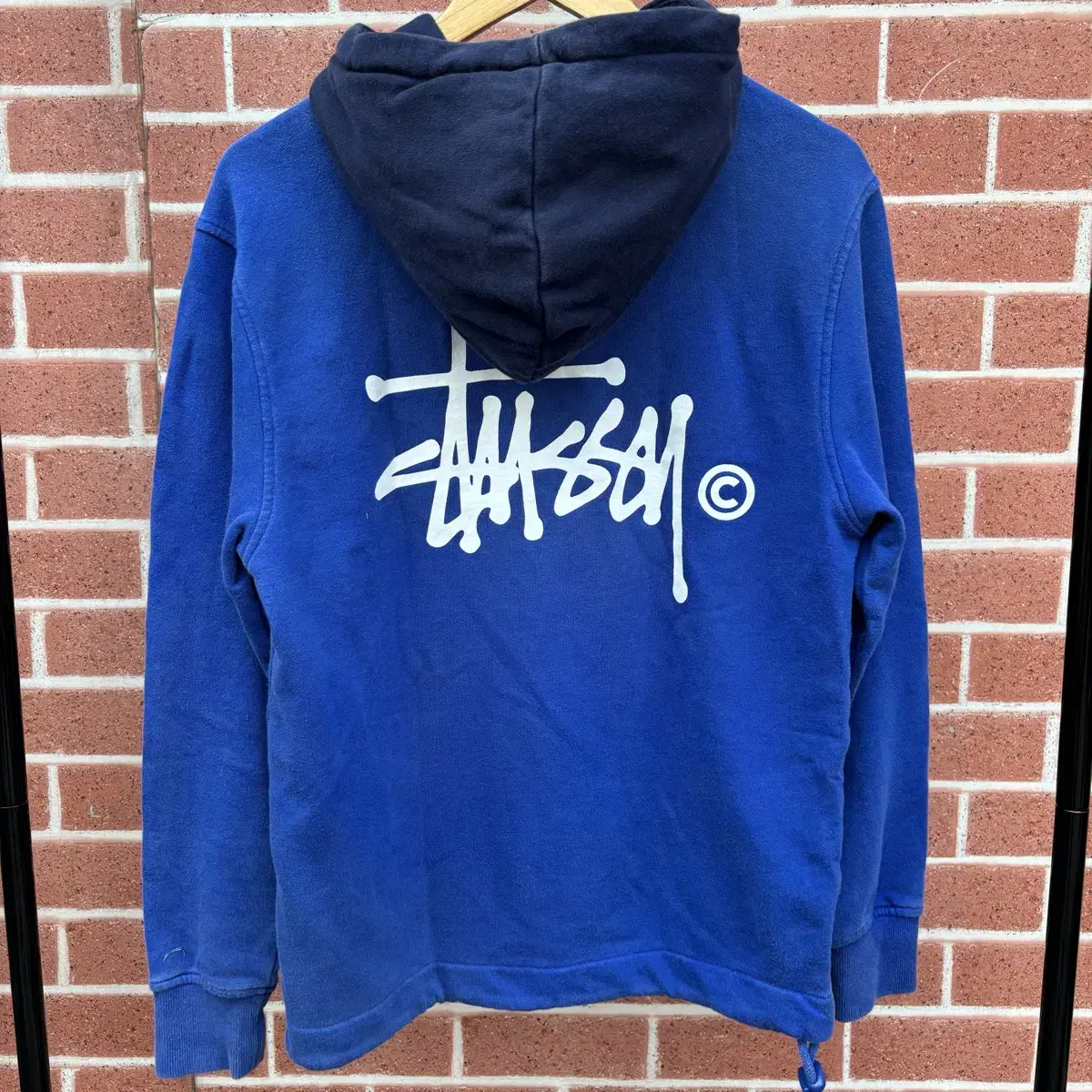 Stussy 스투시 투톤 블루 빅 로고 후드티