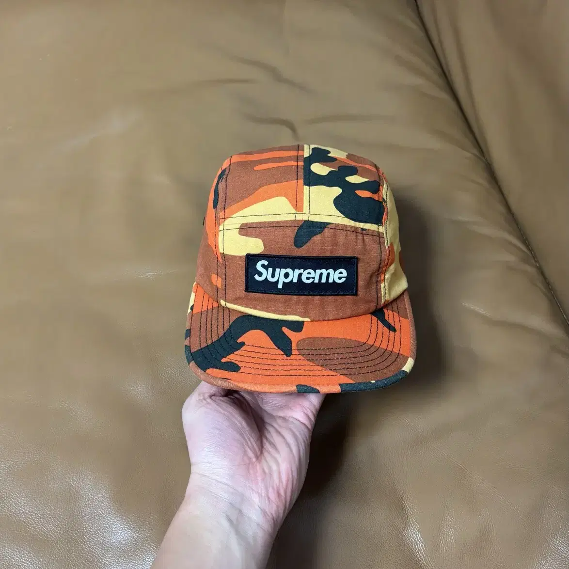 Supreme 슈프림 카모 캠프캡 모자 (Camo Orange)