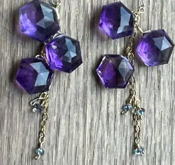 14kgf 크리스마스 기획 자수정 & 라즈베리 하키머 귀걸이 참