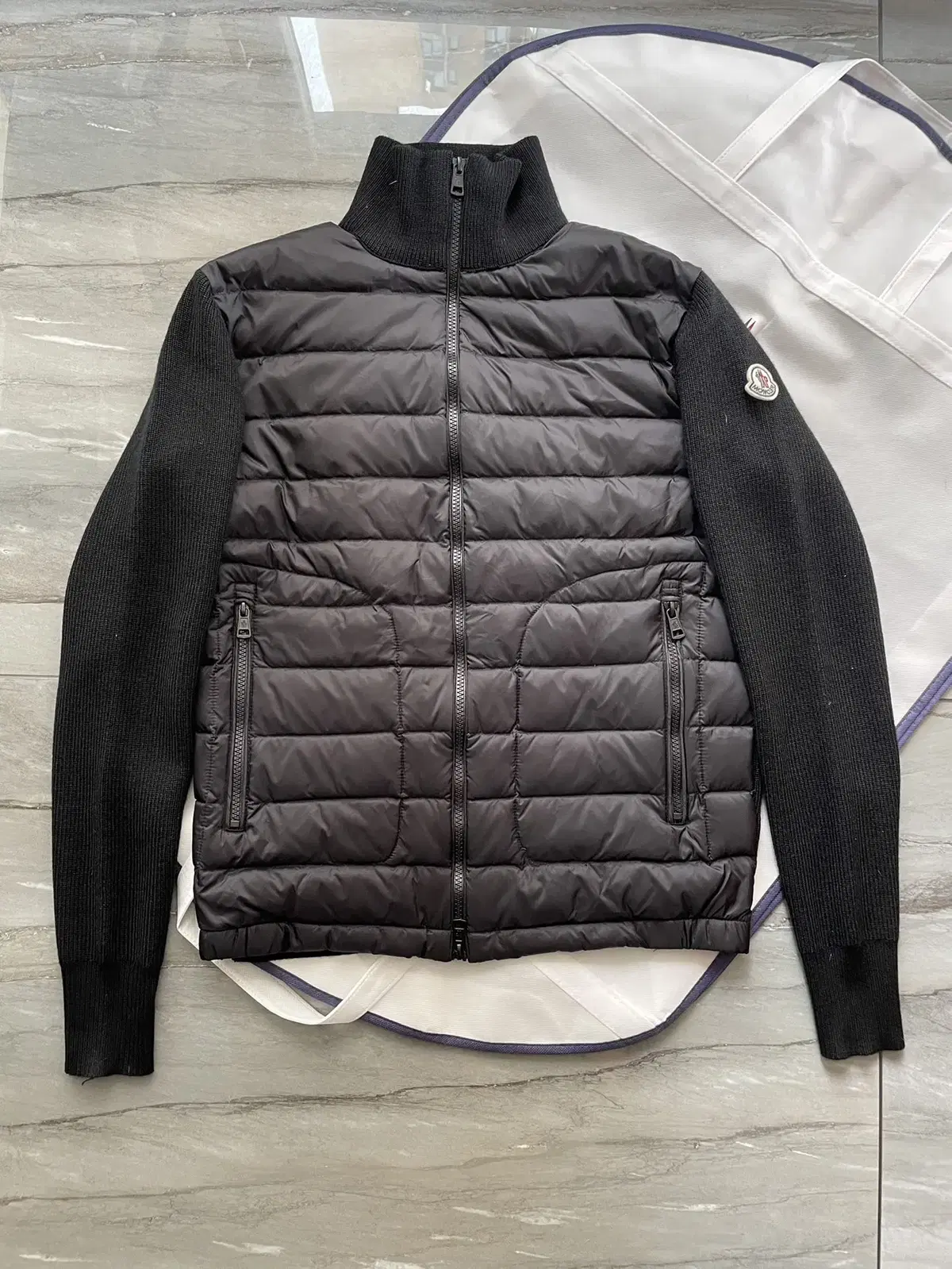 Moncler knit jacket down goose black color padded 100 size jumper