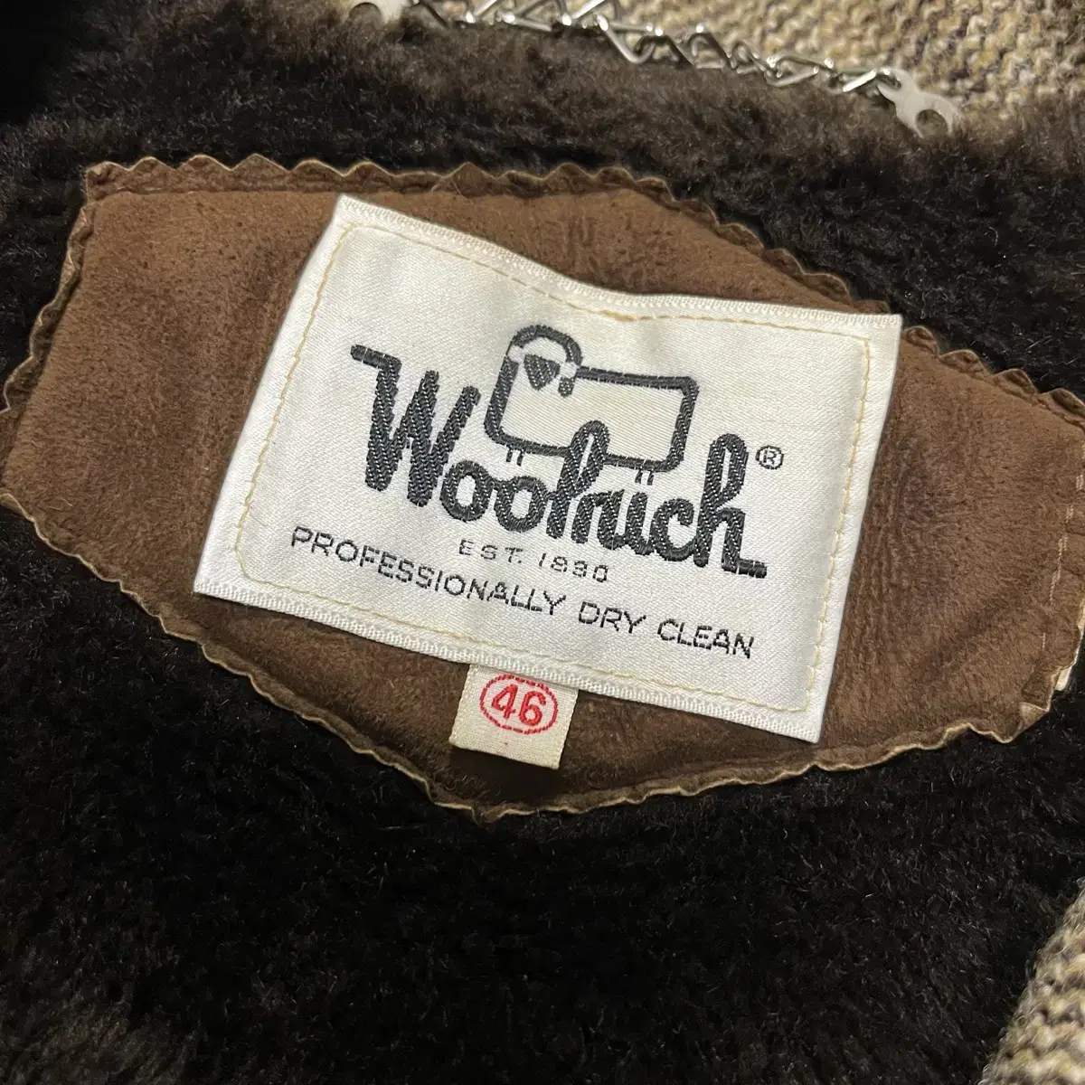 60s Woolrich USA 울리치 안감 퍼 글렌 체크 코트(46)