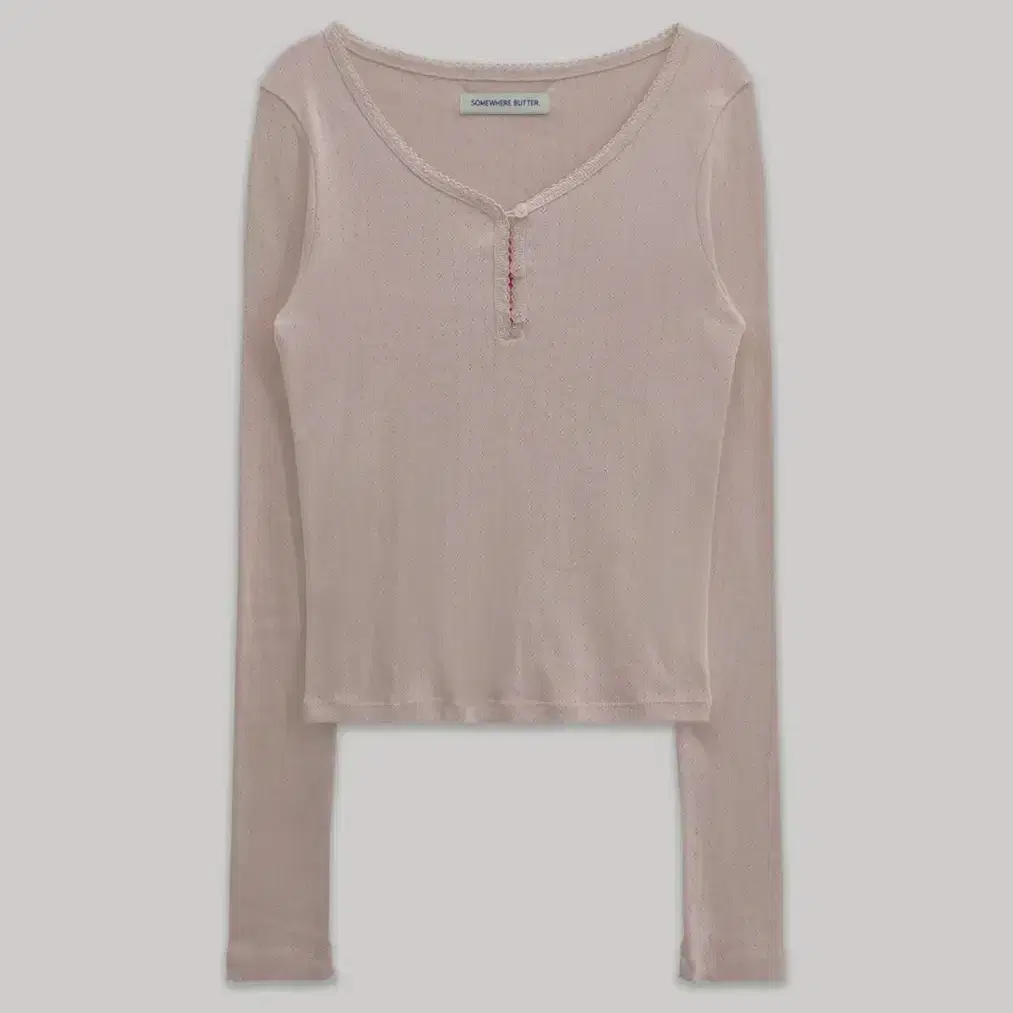 썸웨어버터 lace button long top pink