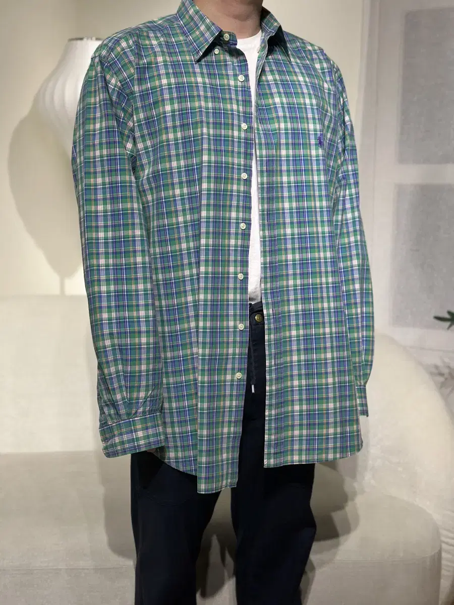 [3XL] Polo Ralph Lauren Green Multicheck Poplin Shirt