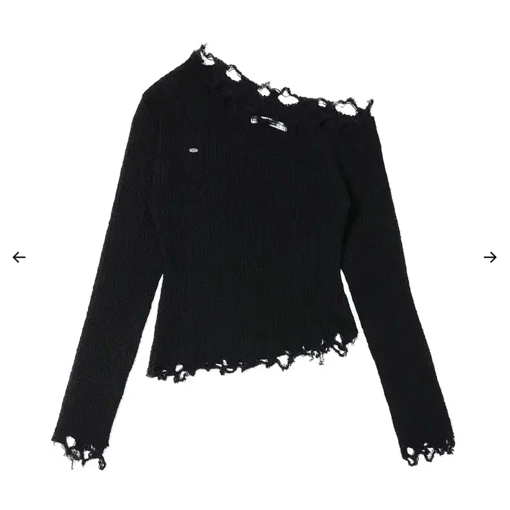 보헤미안 DISTRESSED UNBALANCE KNIT, BLACK