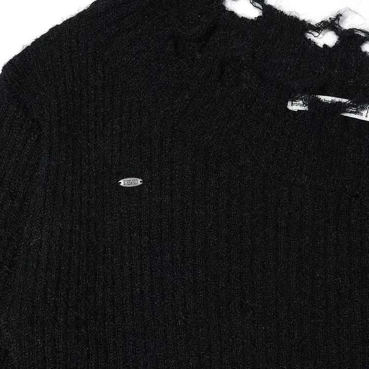 보헤미안 DISTRESSED UNBALANCE KNIT, BLACK