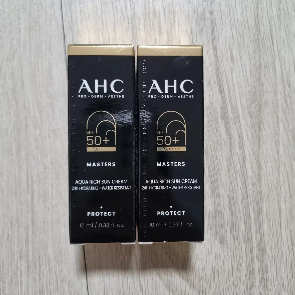 AHC 마스터즈 아쿠아 리치 선크림(새상품/10ml+10ml