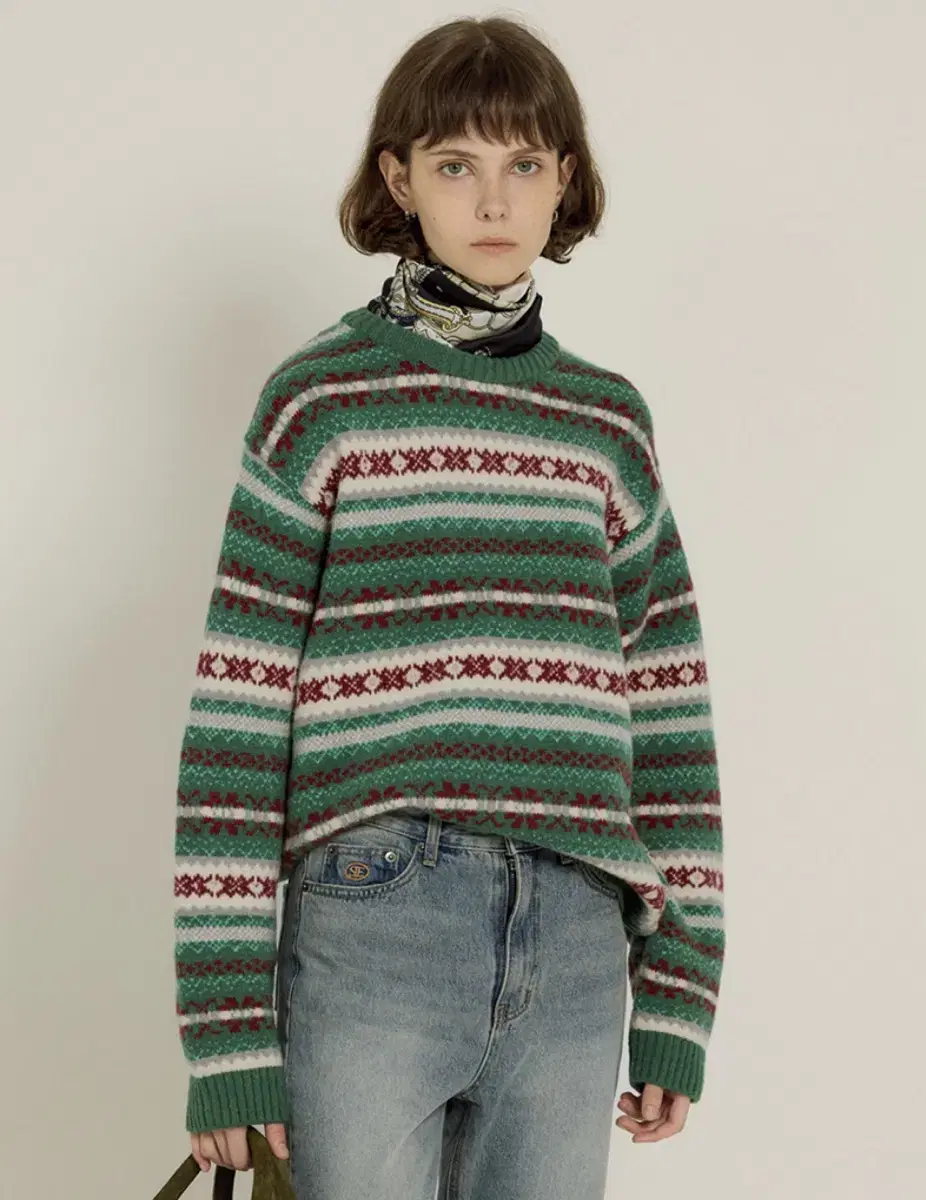 시엔느 Grandpa Jacquard Knit (Mint)