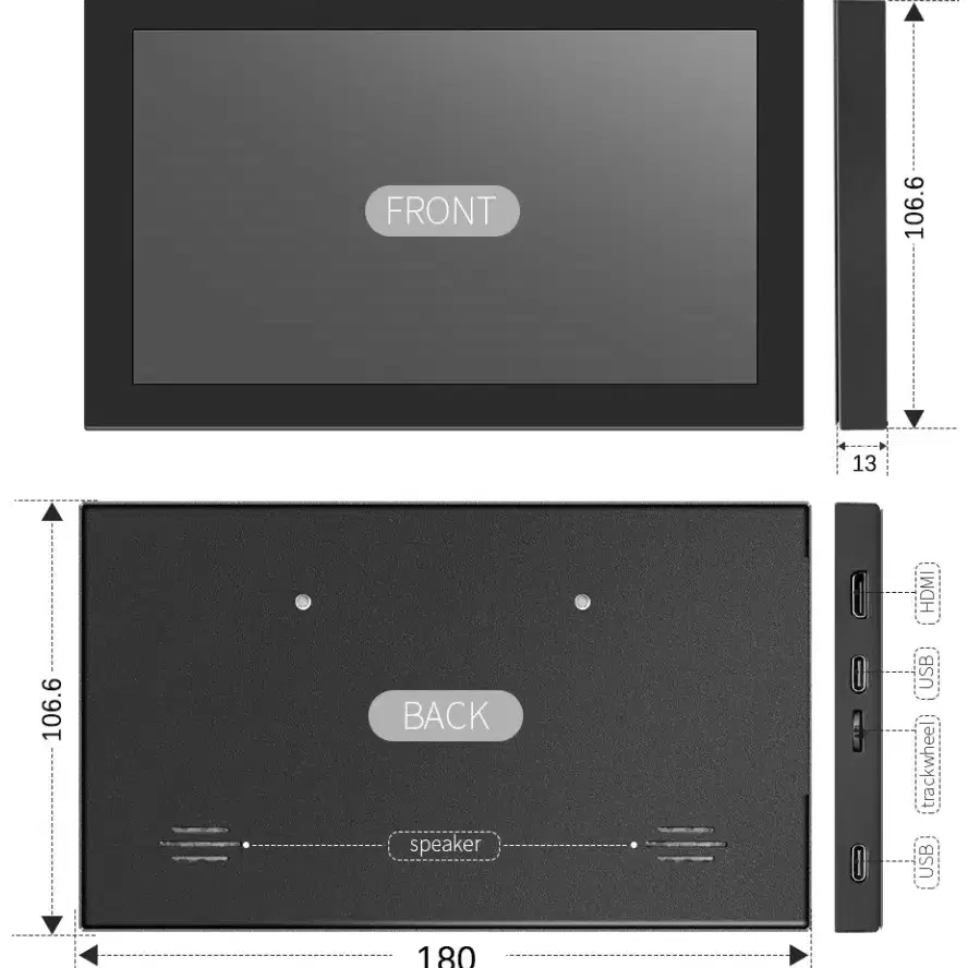 휴대용 USB-C HDMI 모니터 7인치 모니터 새것입니다.라즈베리파이