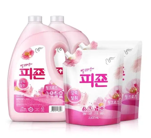 무료배송-피죤 섬유유연제 용기 3100ml 2개+리필 2300ml 2개