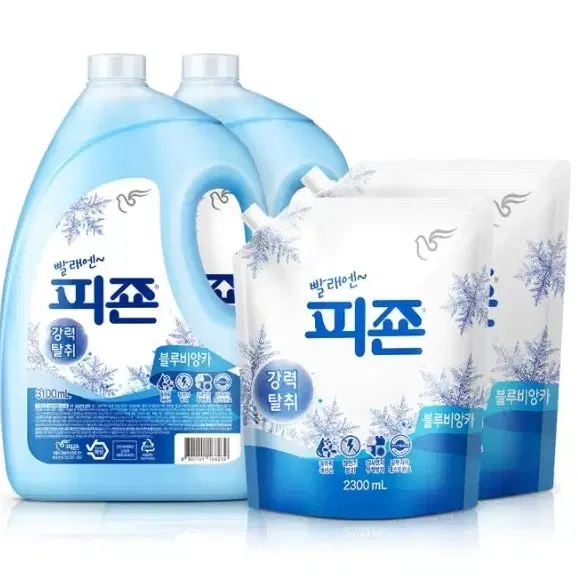 무료배송-피죤 섬유유연제 용기 3100ml 2개+리필 2300ml 2개