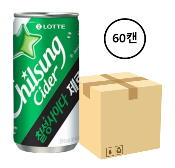 무료배송-칠성사이다 제로 210ml 60캔 (30캔 2박스) 탄산음료