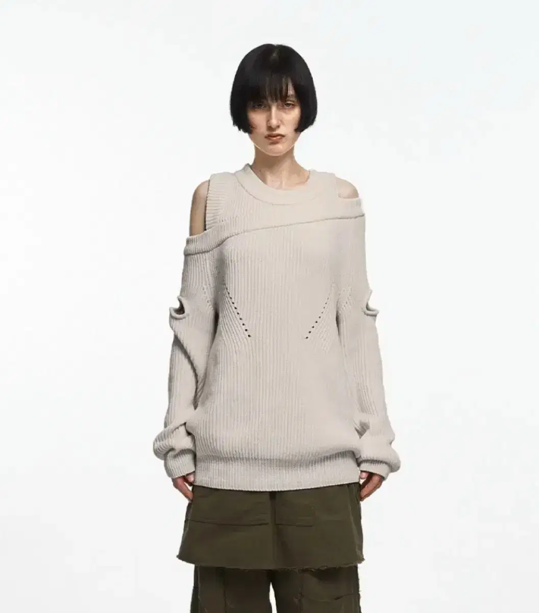 나체 nache ASYMMETRIC LAYERED KNIT 니트 오트밀