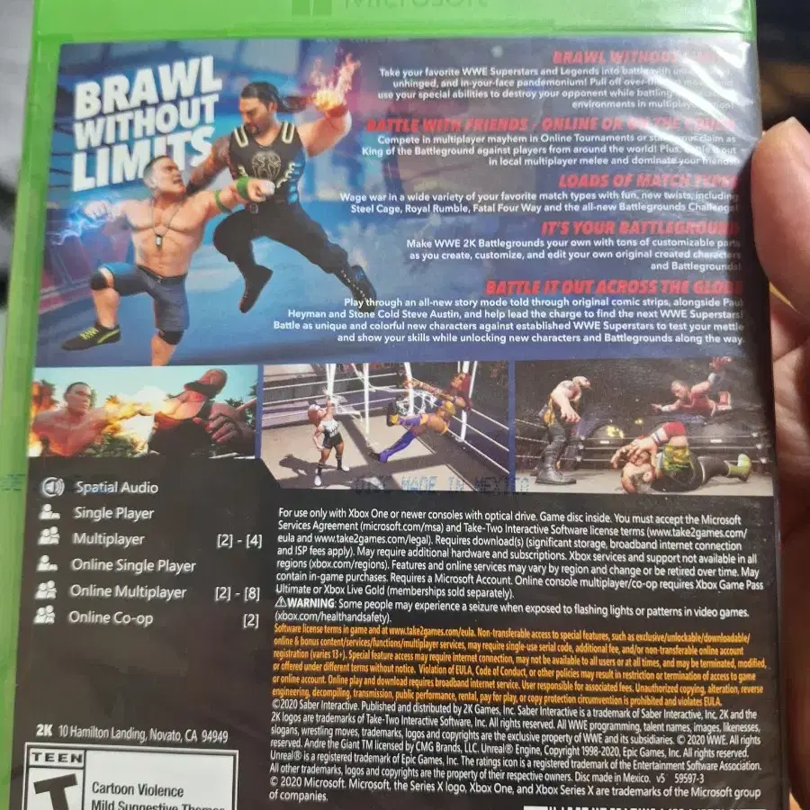 (가격재인하)xboxone wwe2k배틀 그라운드 새제품 싸게 팝니다