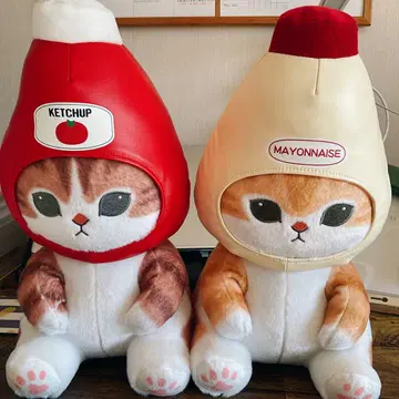 모프 샌드 고양이 봉제인형 케첩 마요네즈