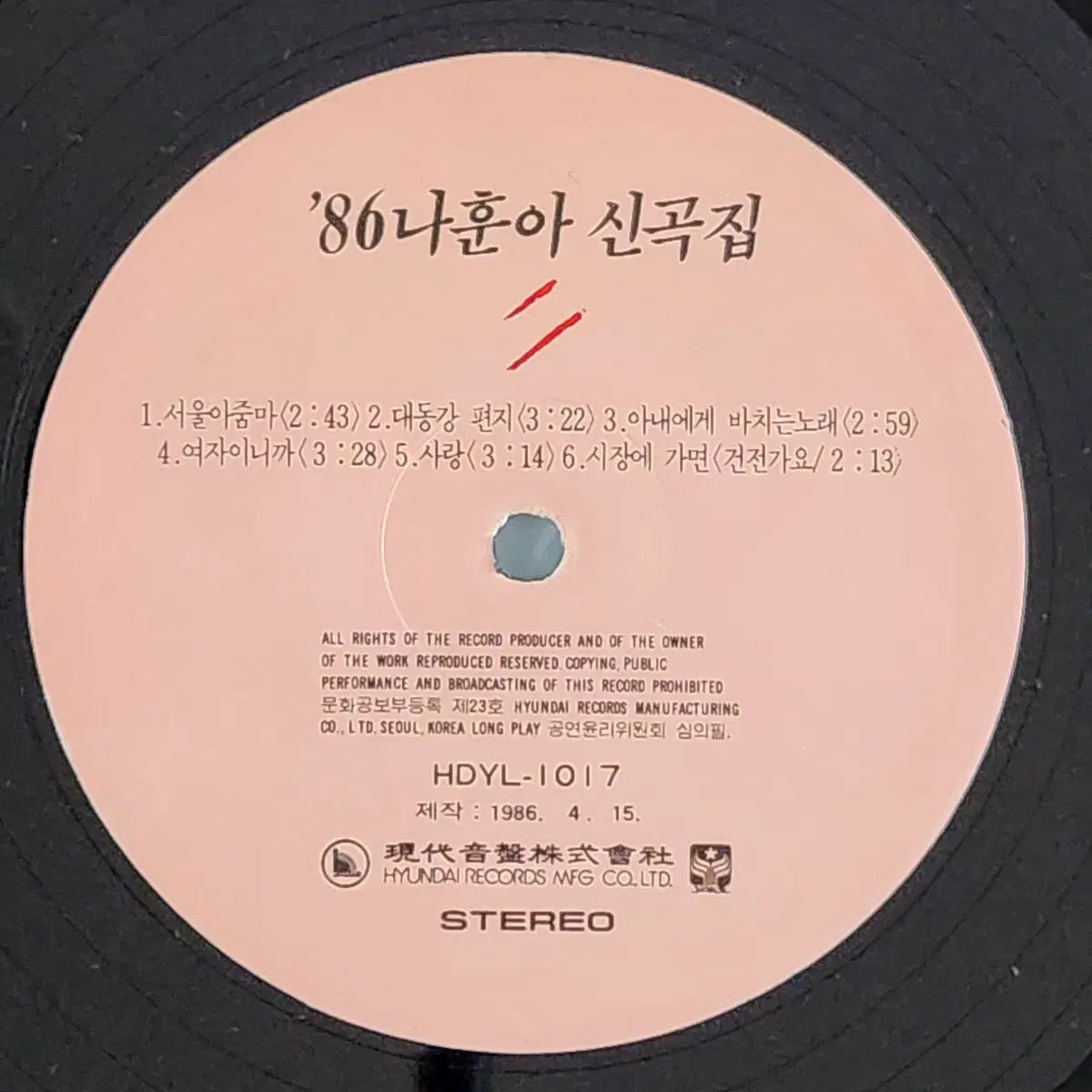 나훈아 86 신곡집 LP (당신때문에/서울아줌마)