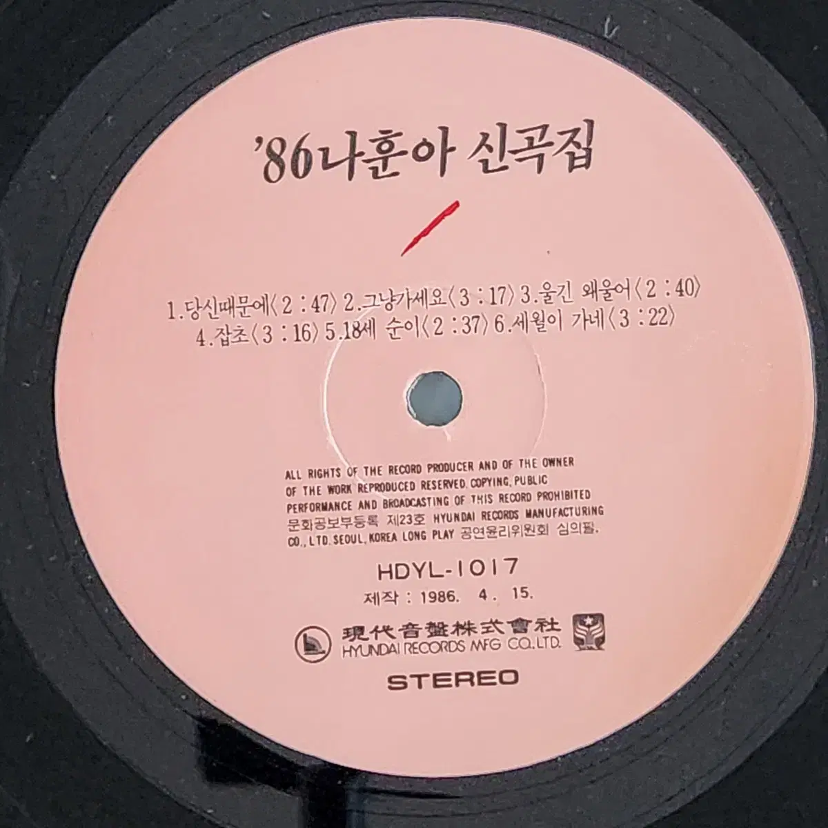 나훈아 86 신곡집 LP (당신때문에/서울아줌마)