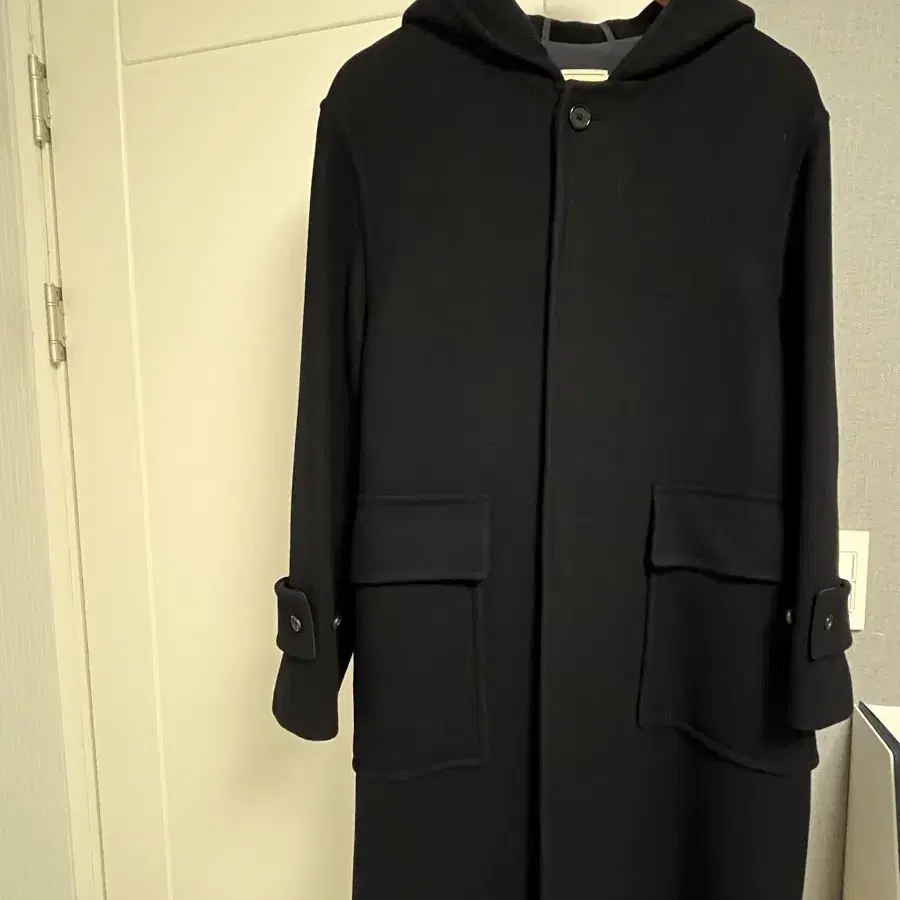 어나더오피스 Editor Cashmere Hooded Coat 다크네이비