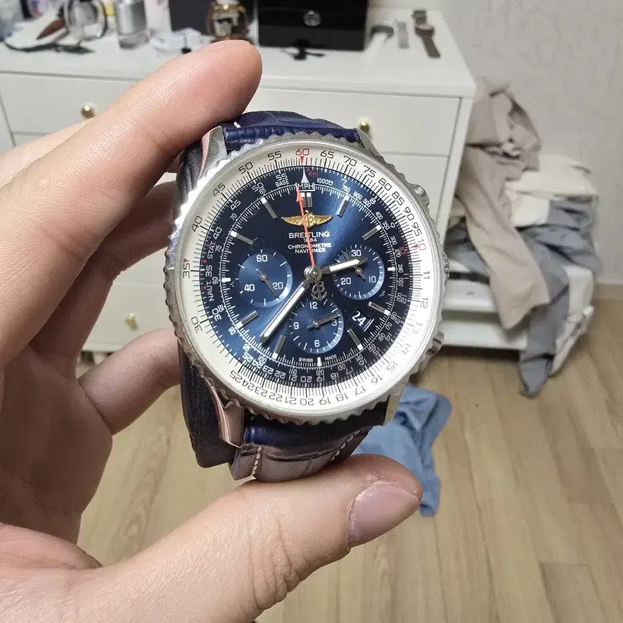 브라이틀링 네비타이머 황금날개 마지막연식 18년식 46mm 블루