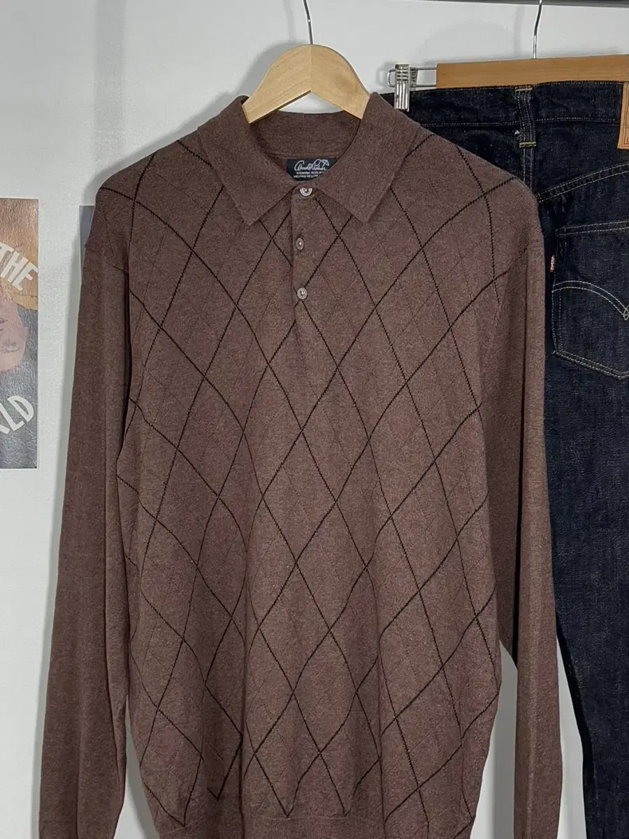 L/ Vintage argyle Collar Knit/ N31