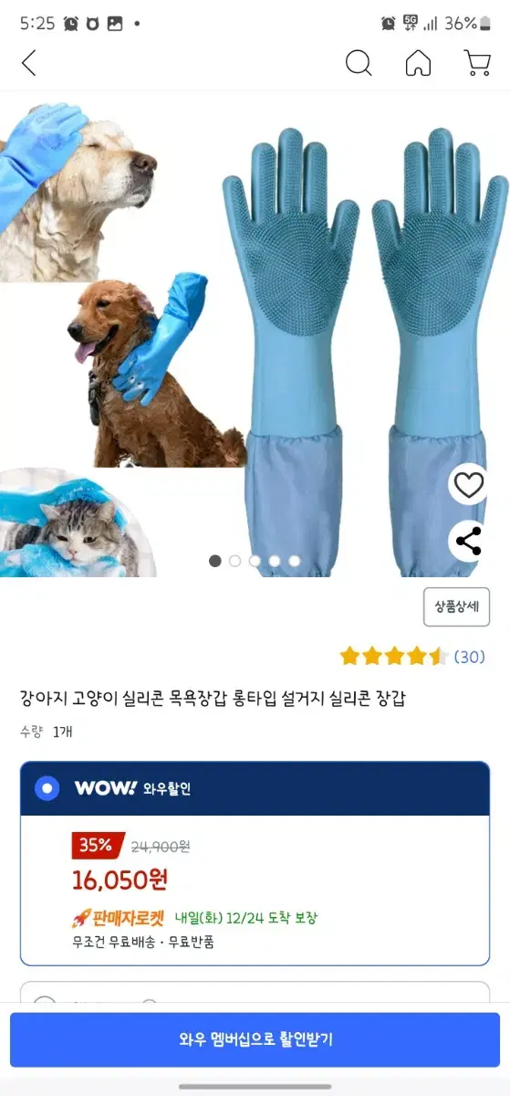 실리콘고무장갑 반려동물용고양이 강아지