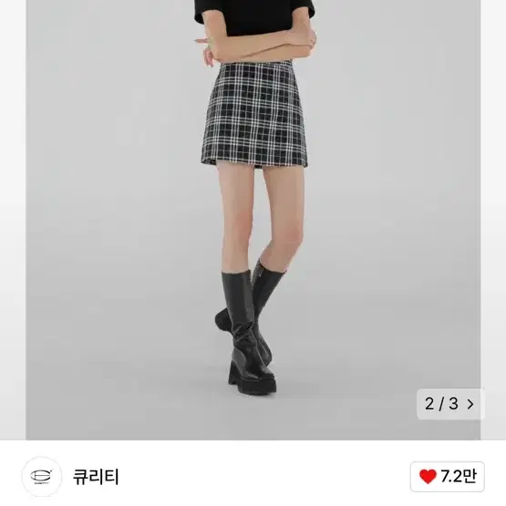 큐리티 C GLITTER CHECK MINI SKIRT_BLACK