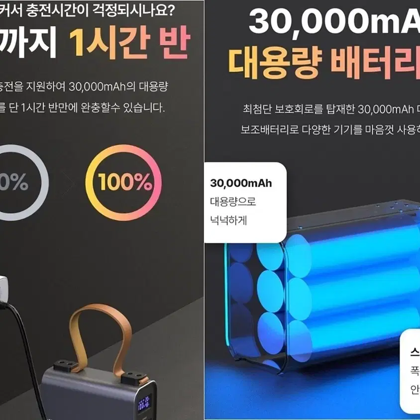 100W 고속충전 보조배터리 30000 넥스트 PD (노트북,UMPC)