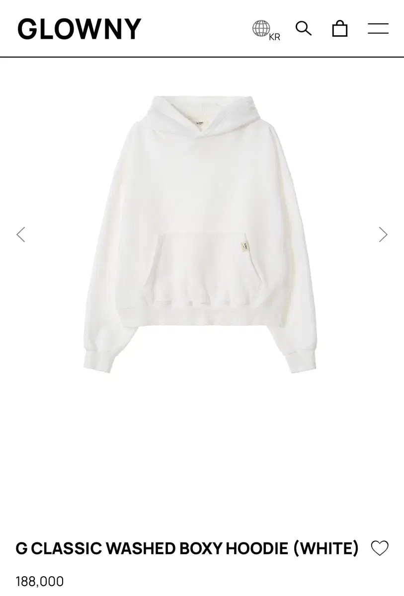 글로니 g classic washed boxy hoodie white