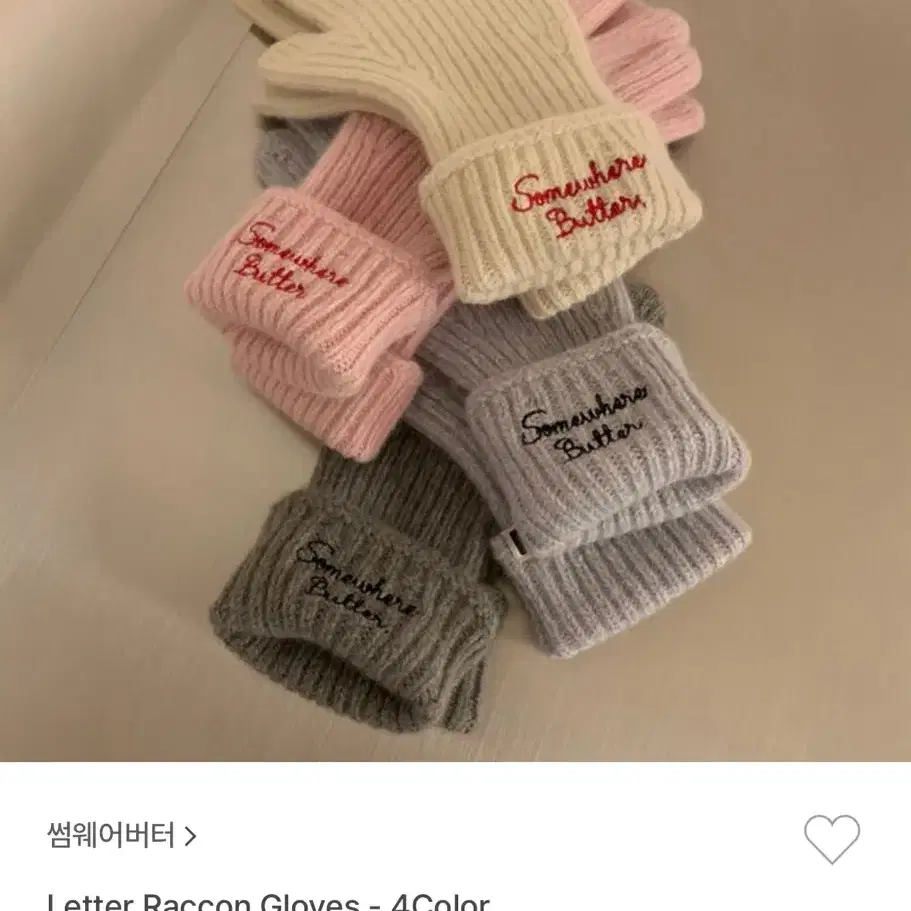 썸웨어버터 letter raccon gloves (베이비핑크)