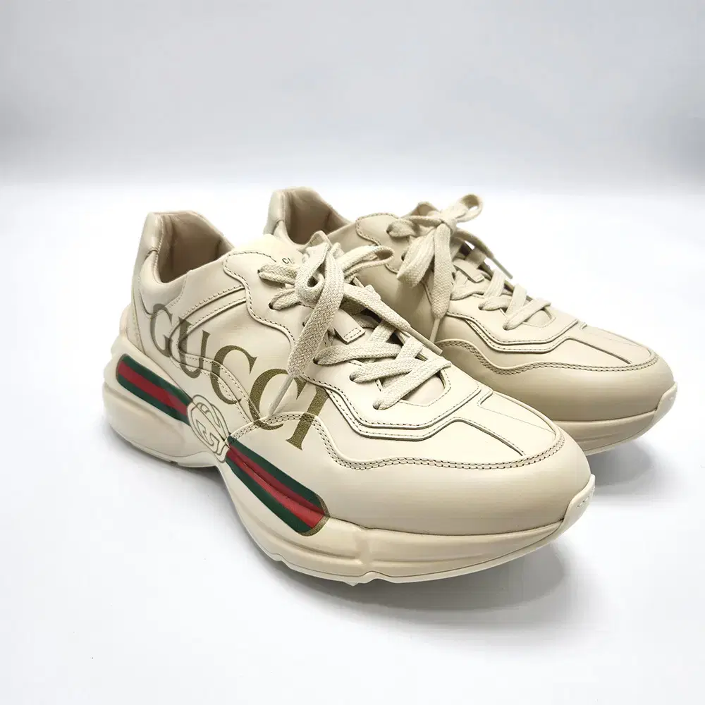 [240] Gucci 528892 Lyton Three-Stripe Logo Leather Sneakers Athletic Shoes