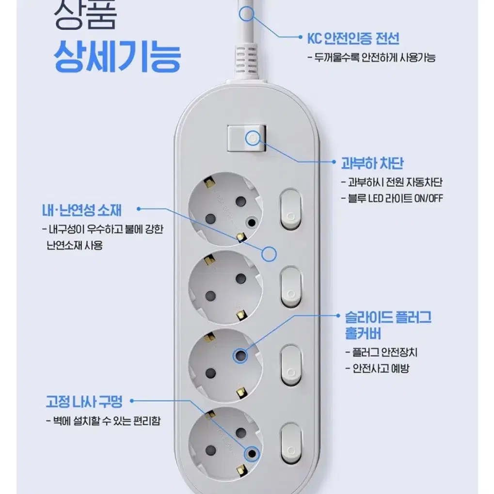 이지스탭 안심 멀티탭 전선형 6구