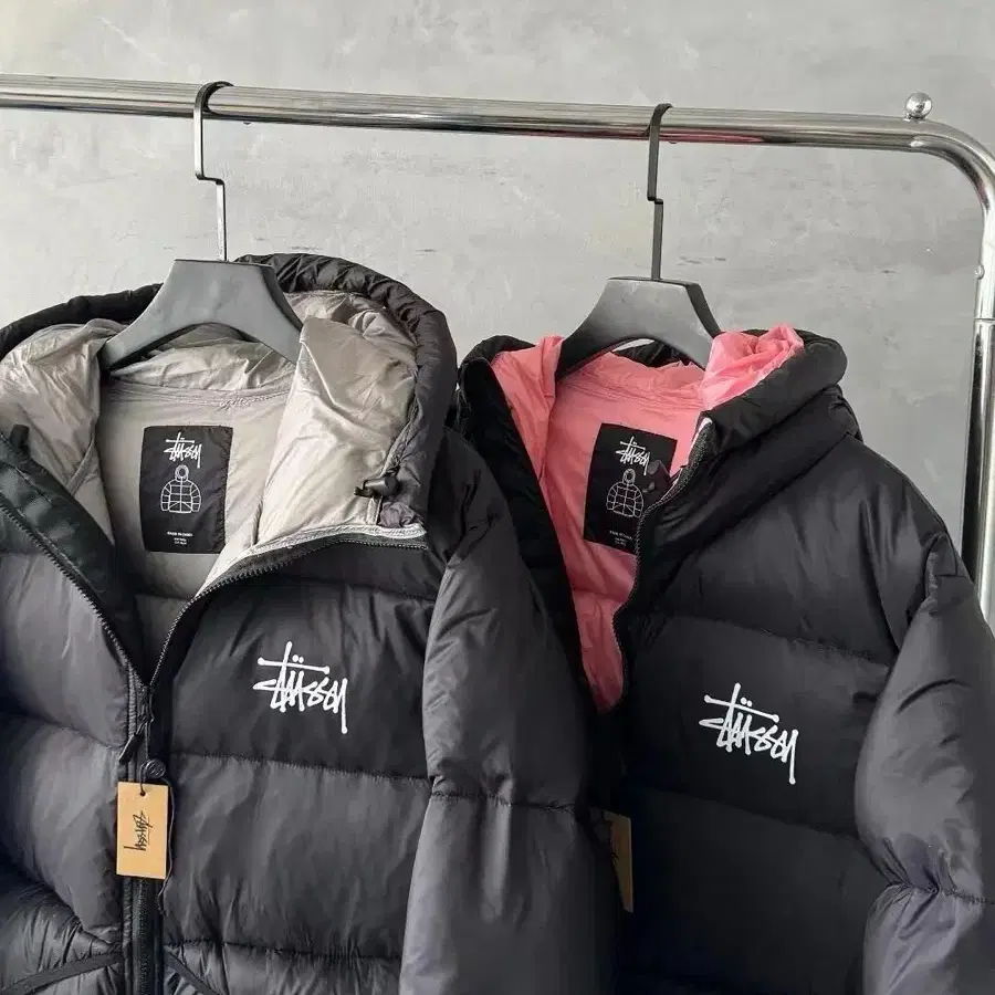 Stussy 스투시 다운 숏패딩 자켓 후드 패딩