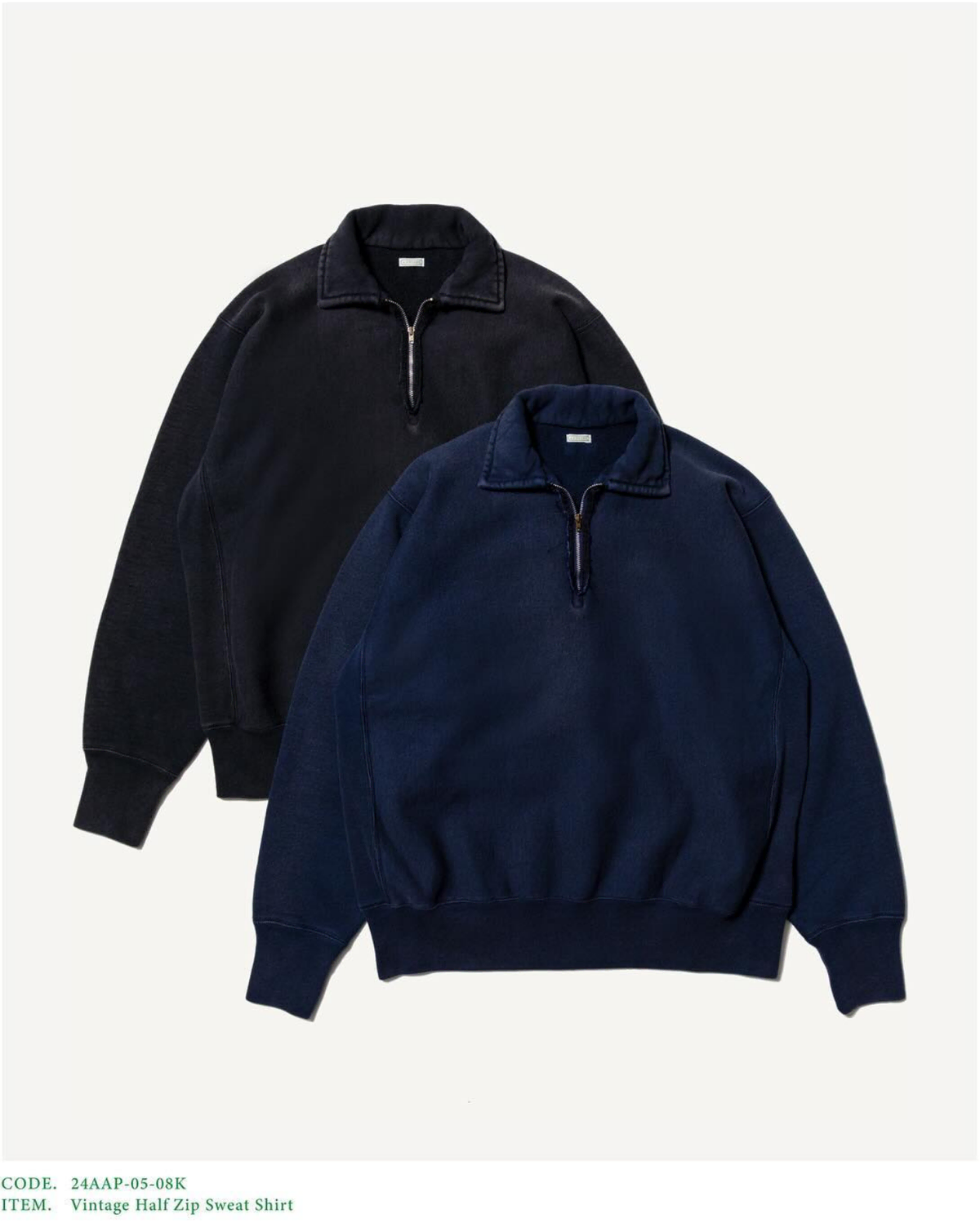 [3] 24aw아프레쎄 Vintage half zip sweat Navy