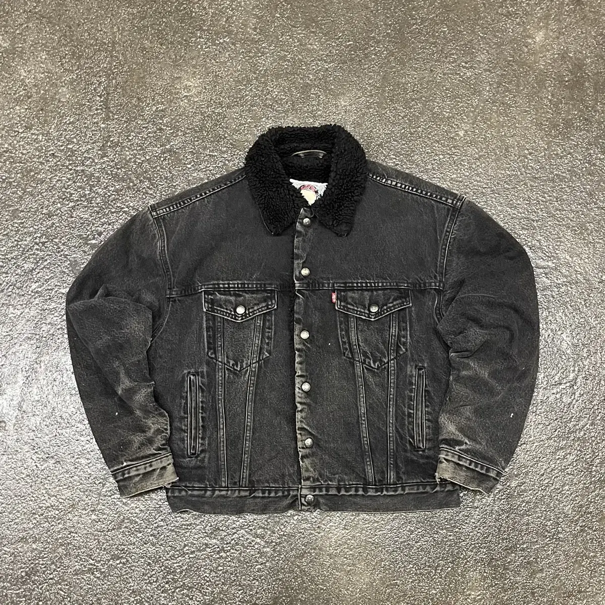 90s Levis 블랙 데님 쉐르파 자켓 (105)