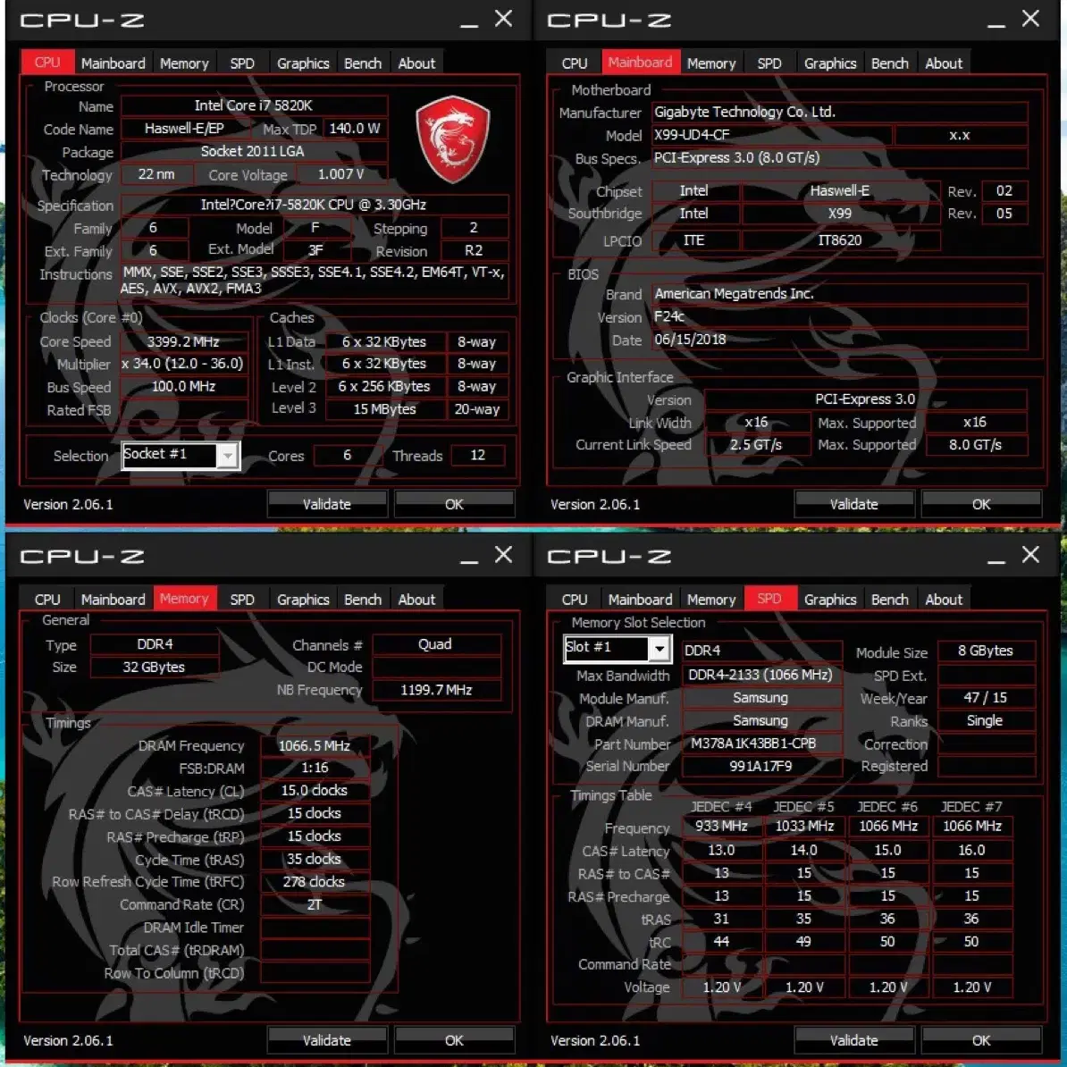 신품급 X99-UD4+CPU+DDR4 32GB 세트