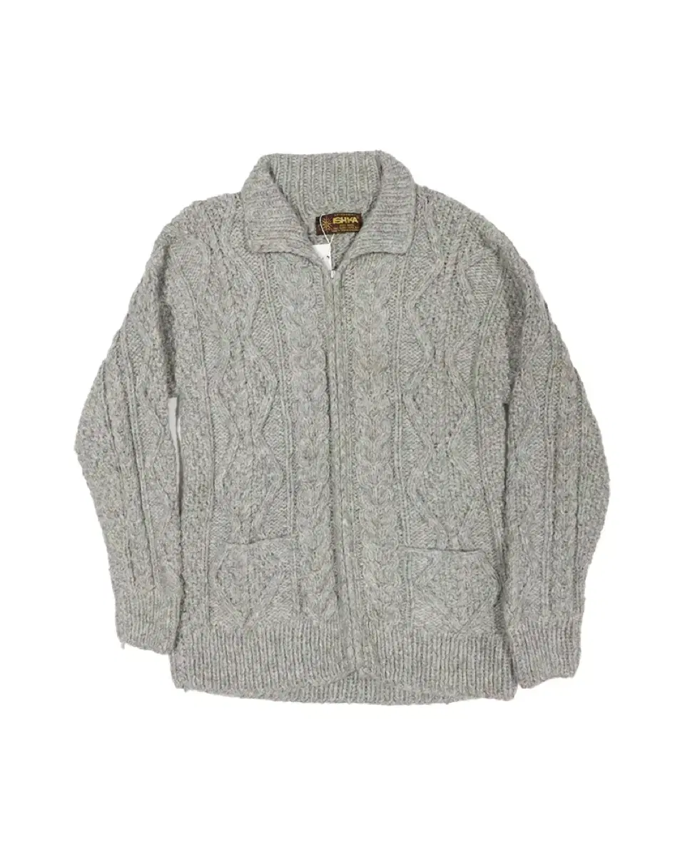 Vintage Gray Cable Wool Zip-up Cardigan