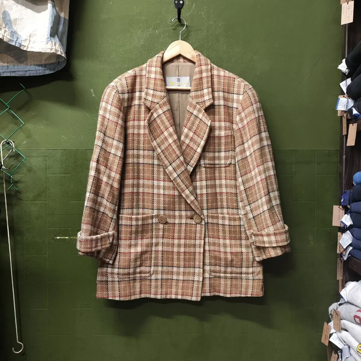 Aquascutum 울 체크 더블 자켓