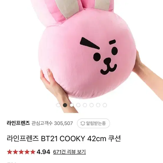 라인프렌즈 BT21 COOKY 42cm 쿠션 BTS 방탄소년단