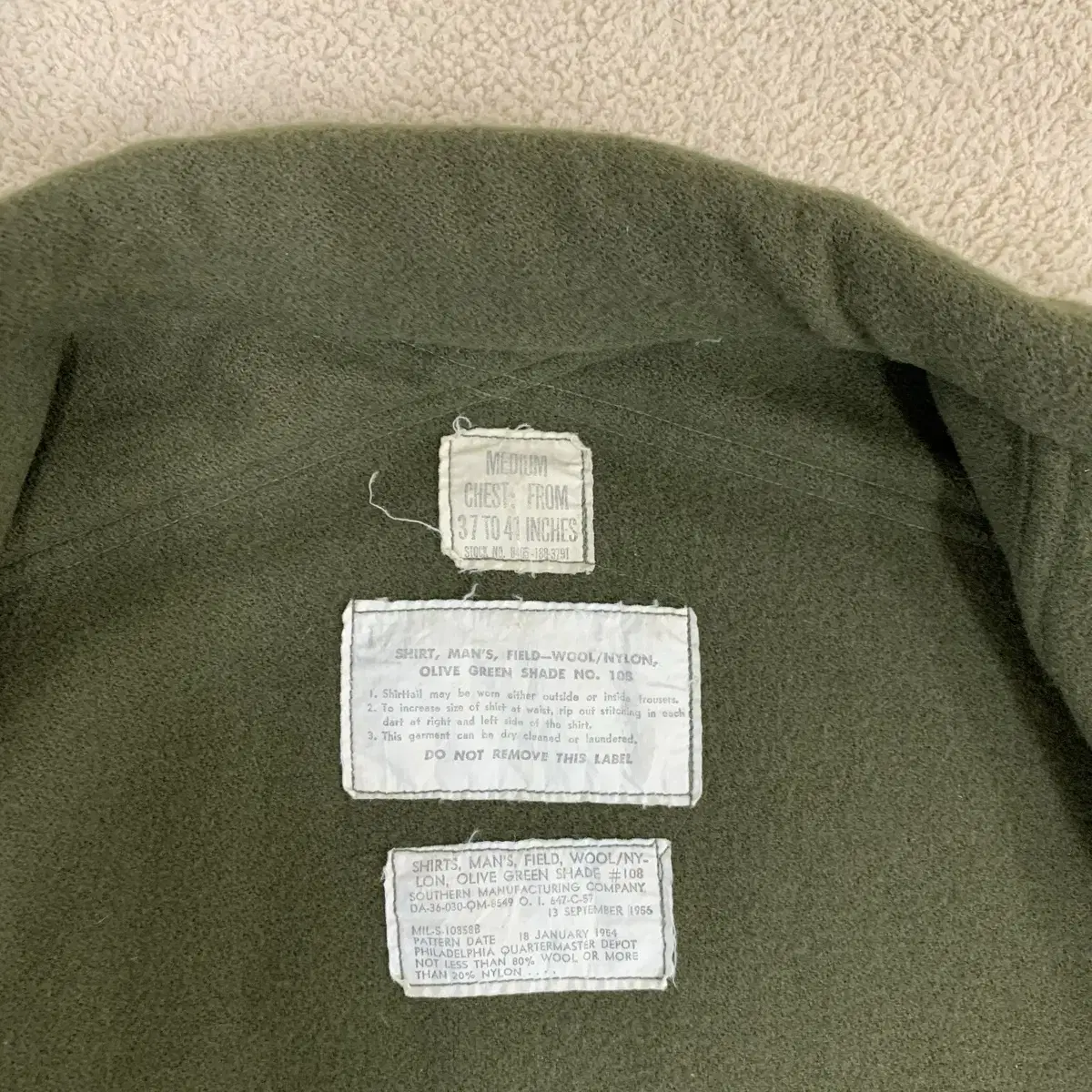 50s US ARMY OG-108 미군 울셔츠(M)울 필드셔츠 밀리터리