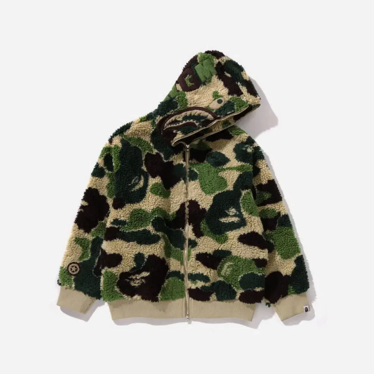 베이프 BAPE ABC 카모 보아 샤크 오버핏 풀 후드 집업