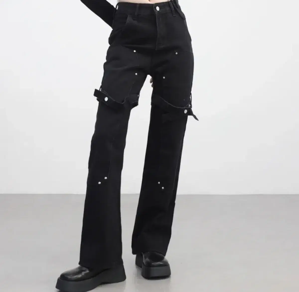 Non-cord belted bootcut denim