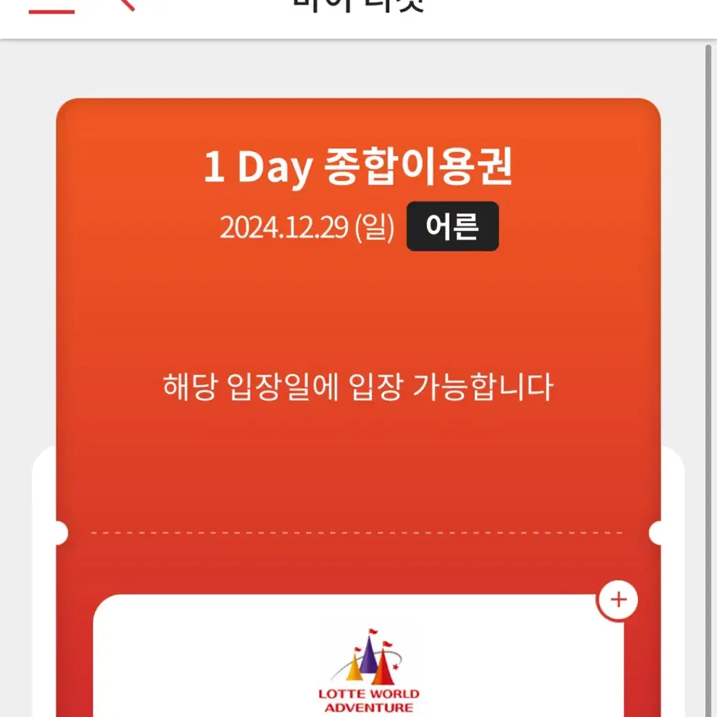 잠실 롯데월드 12월 29일 종일권