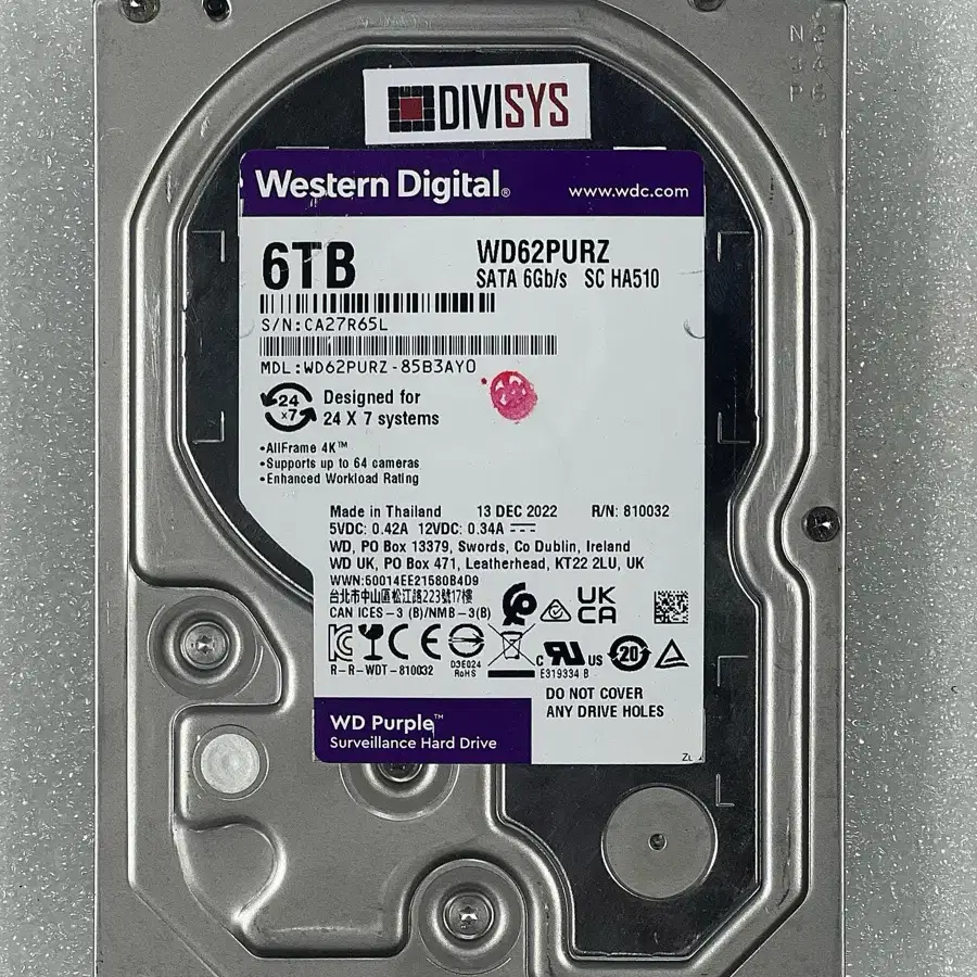 3.5 HDD 6테라 WD 퍼플