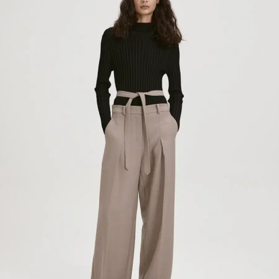 렉토 BELTED WIDE LEG WOOL TROUSERS (COCOA)