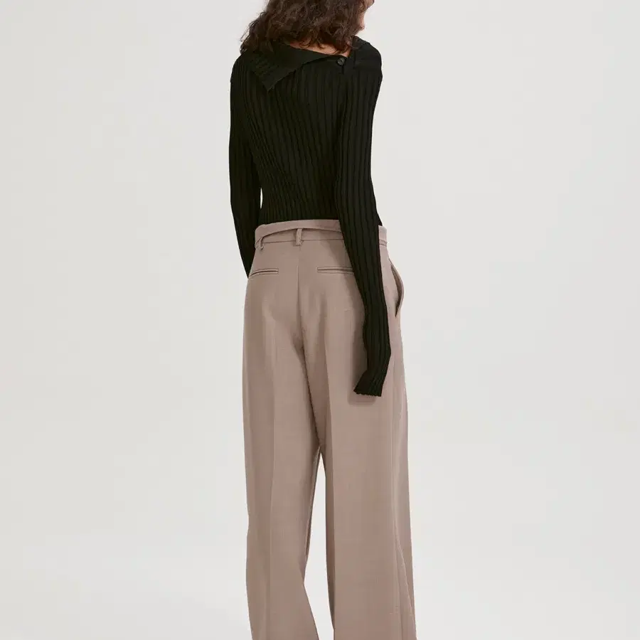 렉토 BELTED WIDE LEG WOOL TROUSERS (COCOA)