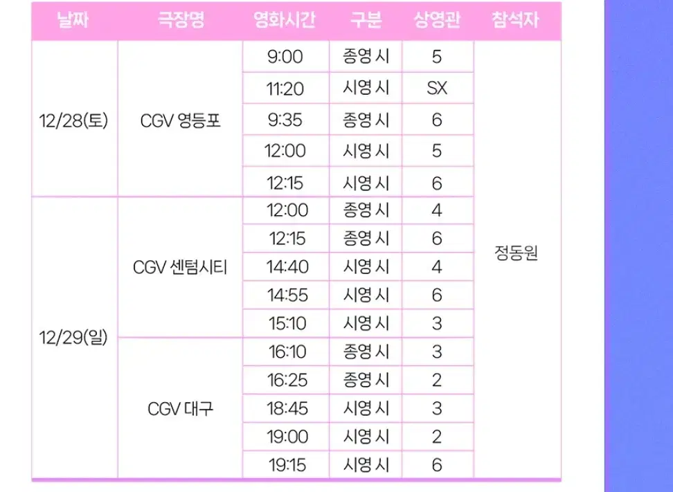 정동원 성탄 무대인사 A열 부터 양도합니다