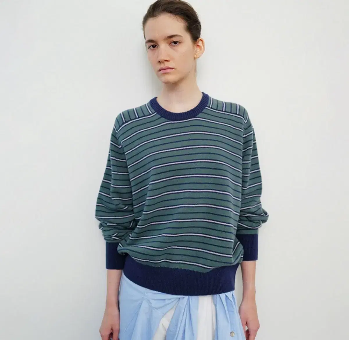 문달 Pencil Stripe Knit in Green(S사이즈)