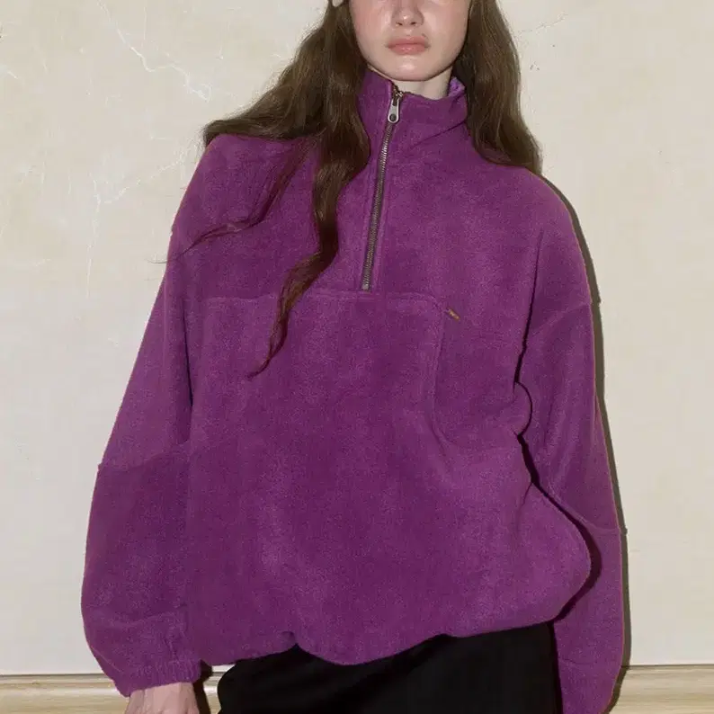 쏘이르 FLEECE HALF ZIP UP - PURPLE