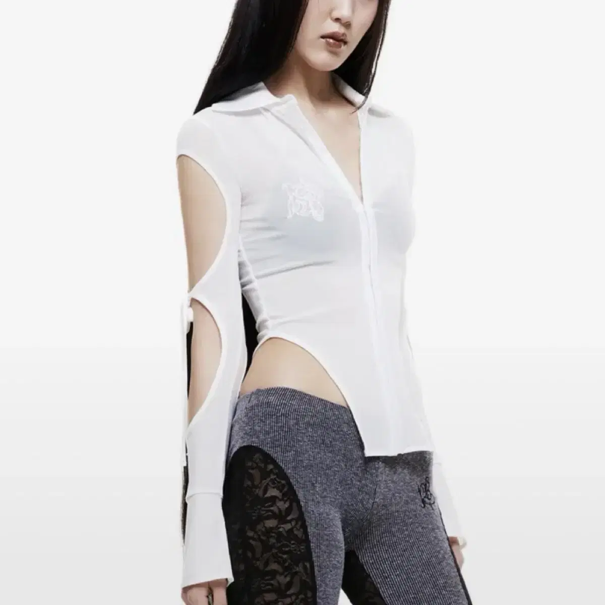 배디 Mesh Cut-Out Shirt White